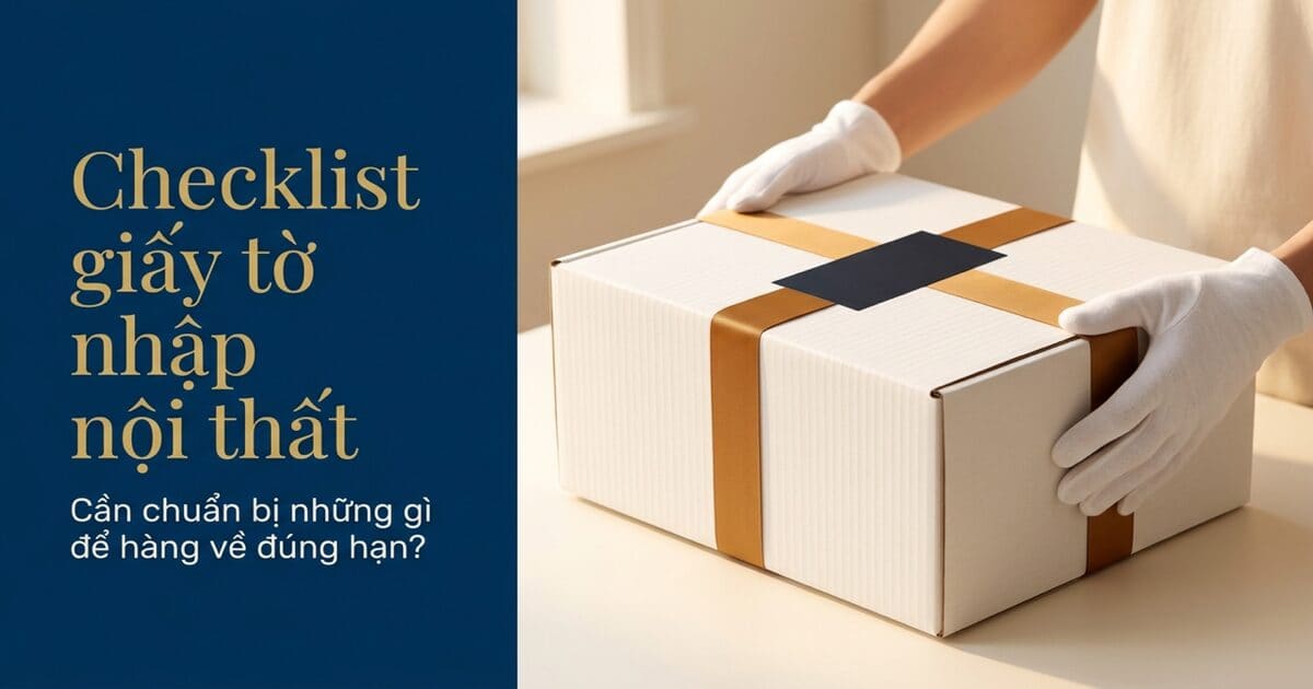 Ảnh bìa: Checklist giấy tờ cần khi nhập nội thất chính ngạch (2026) — White Glove Logistics