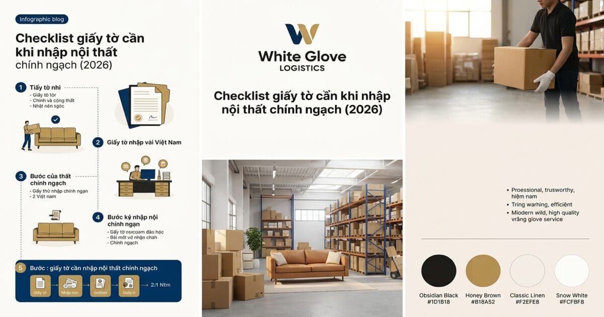 Minh hoạ 2: Checklist giấy tờ cần khi nhập nội thất chính ngạch (2026) — White Glove Logistics