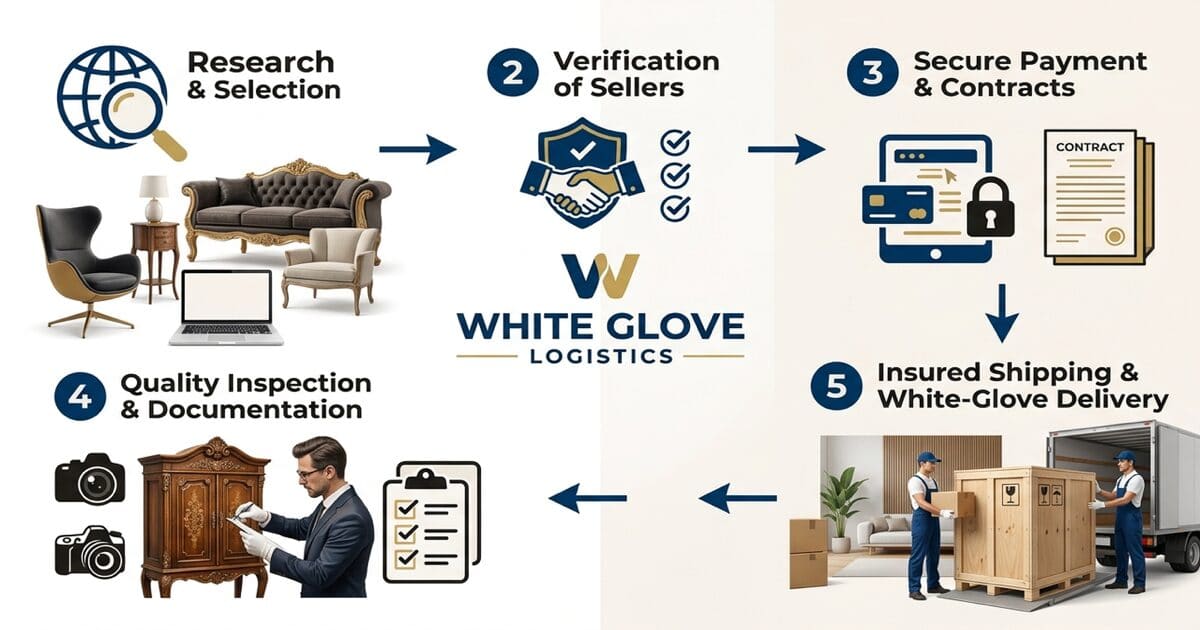 Minh hoạ: Cách kiểm định & mua nội thất/thiết bị cao cấp từ nước ngoài an toàn — White Glove Logistics