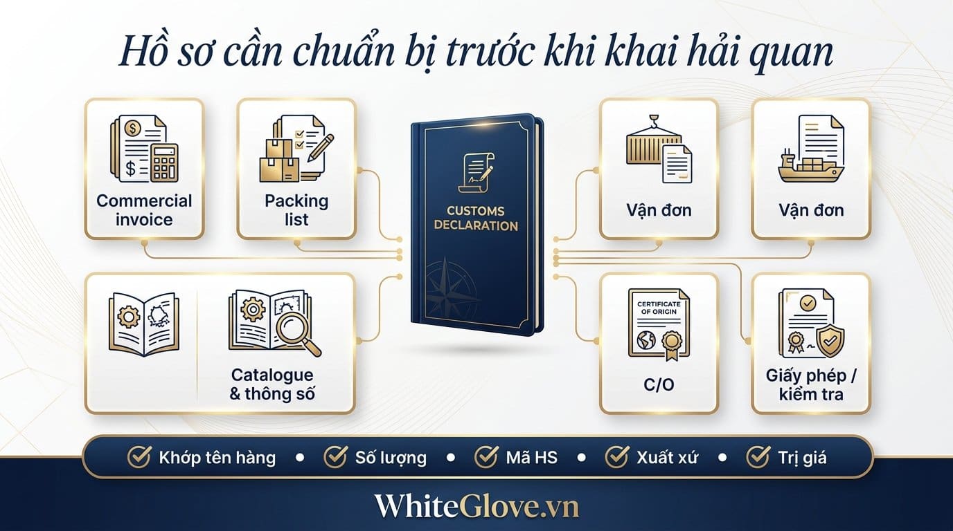 Infographic: Hồ sơ cần chuẩn bị trước khi khai hải quan