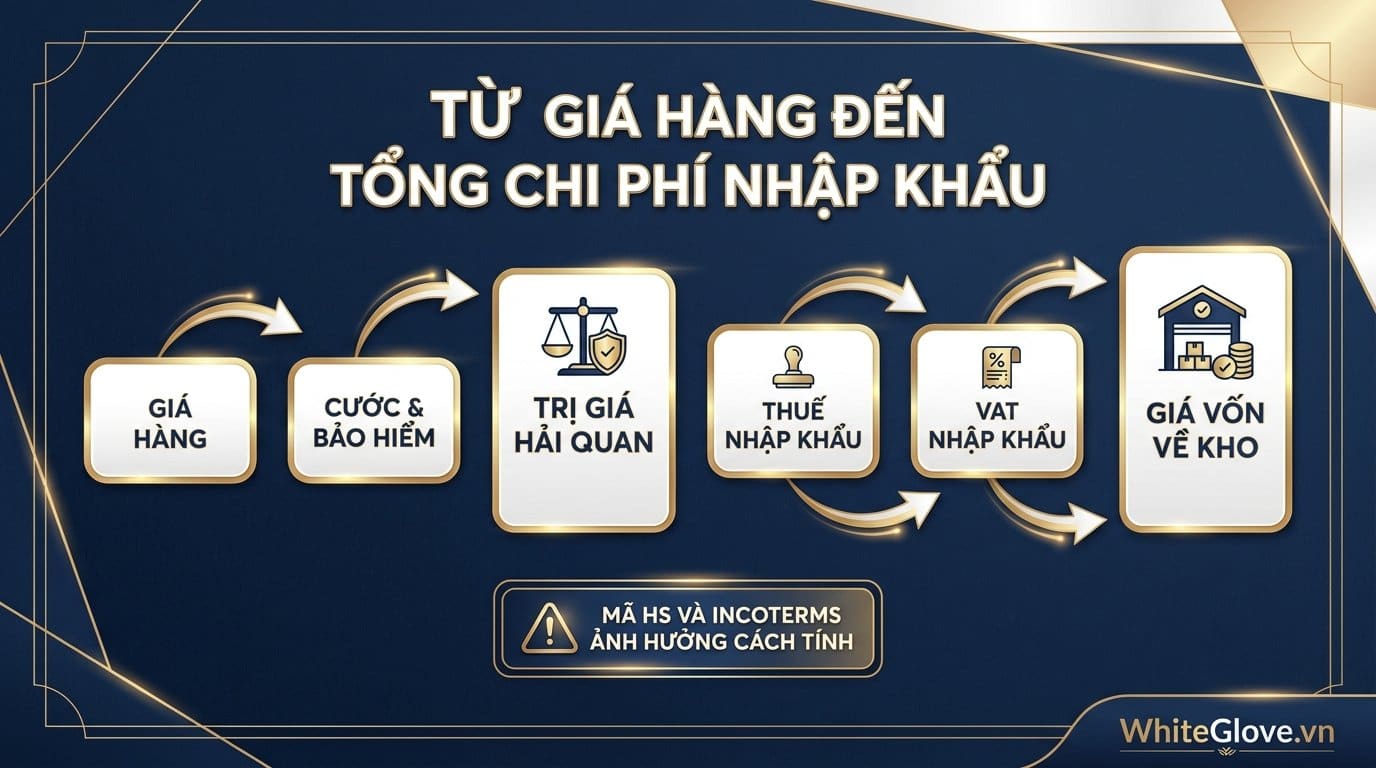 Infographic: Từ giá hàng đến tổng chi phí nhập khẩu