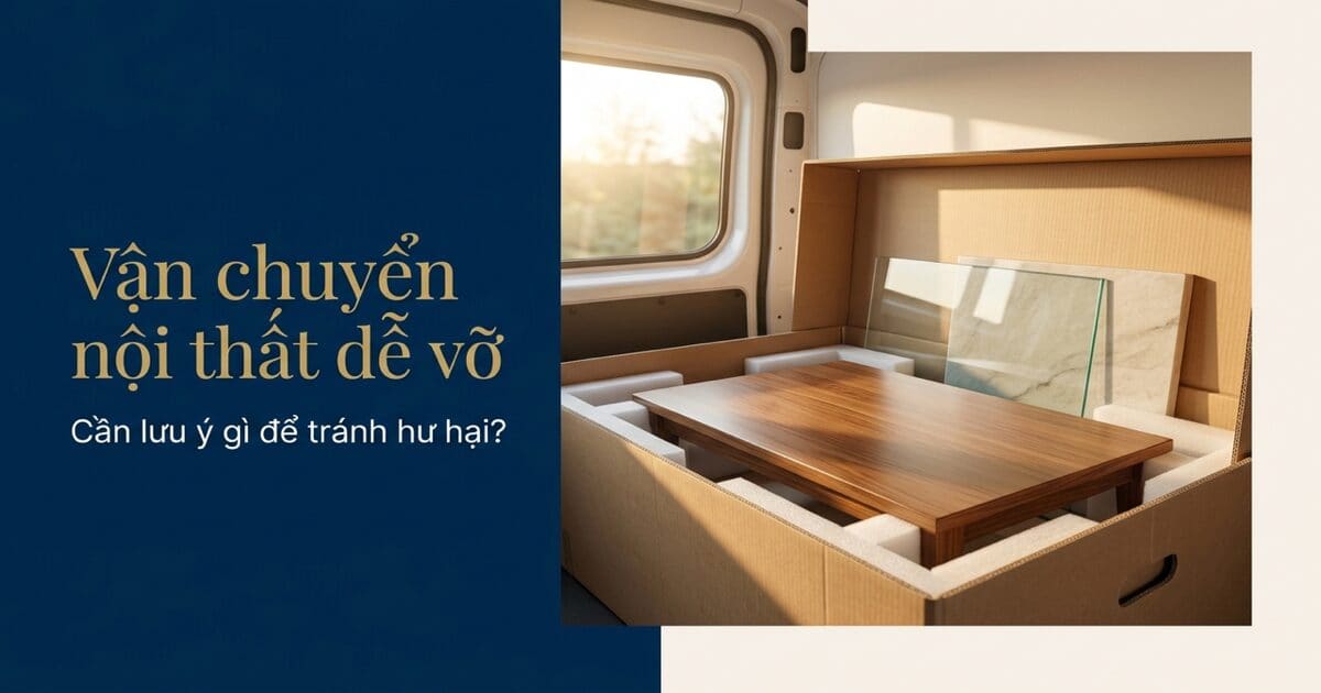 Ảnh bìa: Vận chuyển nội thất dễ vỡ: kính, đá, gỗ tự nhiên cần lưu ý gì? — White Glove Logistics